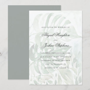 Invitación Moderna acuarela tropical Monstera deja Boda
