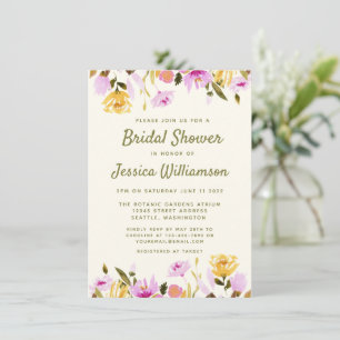 Invitación Moderna acuarela veraniega Floral Bridal Shower