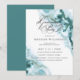 Invitación Moderna acuarela Verde azulada Moss Agate Graduati