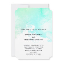 Moderna acuarela verde y azul Boda simple