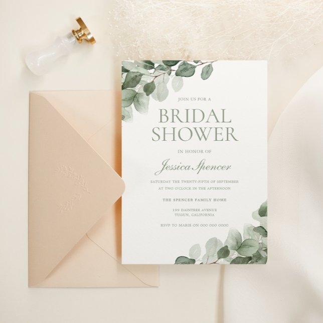 Invitación Moderna acuarela Verdor Bridal Shower (Subido por el creador)