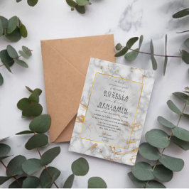 Invitación Moderna Agate de Mármol Gris y Boda de Relieve met