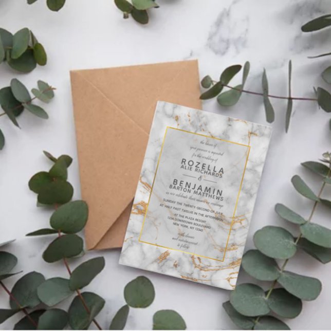 Invitación Moderna Agate de Mármol Gris y Boda de Relieve met (Subido por el creador)