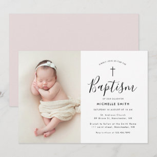 invitación moderna al bautismo fotográfico