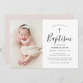 invitación moderna al bautismo fotográfico