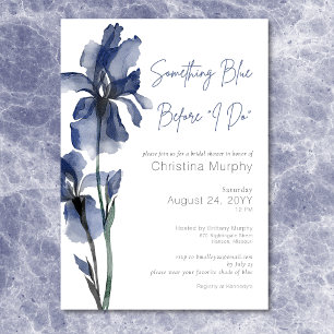Invitación Moderna Algo Azul Iris Bridal Ducha