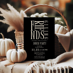 Invitación Moderna Amistad, elegante blanco y negro