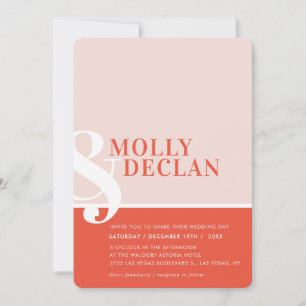 Invitación MODERNA AMPERSANÍA TIPO simple naranja de rubor