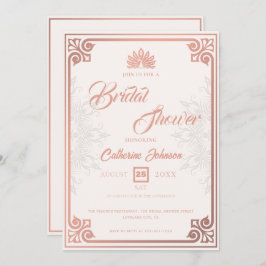 Invitación Moderna Art Deco Rosa de pavo real ducha de novia 