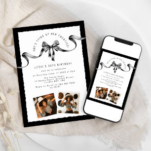 Invitación Moderna atando su fiesta de cumpleaños de los vein