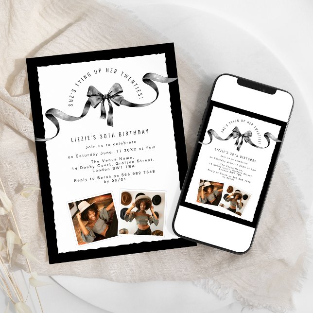 Invitación Moderna atando su fiesta de cumpleaños de los vein (Subido por el creador)