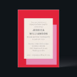 Invitación Moderna audaz Clase Roja Rosa del Partido de Gradu<br><div class="desc">Invitación de la fiesta de graduación moderna geométrica negrita rosa estilo rojo con curso de graduación escolar y graduación</div>