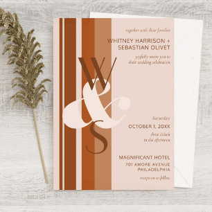 Invitación Moderna audaz Terracota Monograma Ampersand Boda