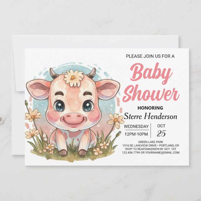 Invitación Moderna Baby Shower de campo de cultivo rural (Anverso)