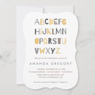 Invitación moderna Baby Shower de Sweet ABC