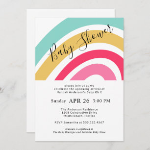 Invitación Moderna Baby Shower en arco iris brillante para Ch