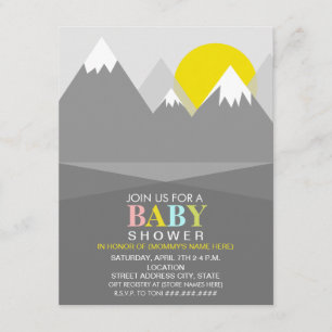 Invitación Moderna Baby Shower Neutral Mountain Sun