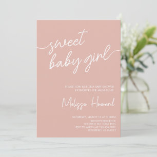 Invitación Moderna Baby Shower rosa Chica Boho Minimalista