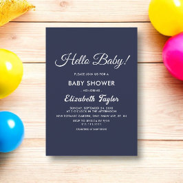 Invitación Moderna Baby Shower simple de Navy Blue Elegant