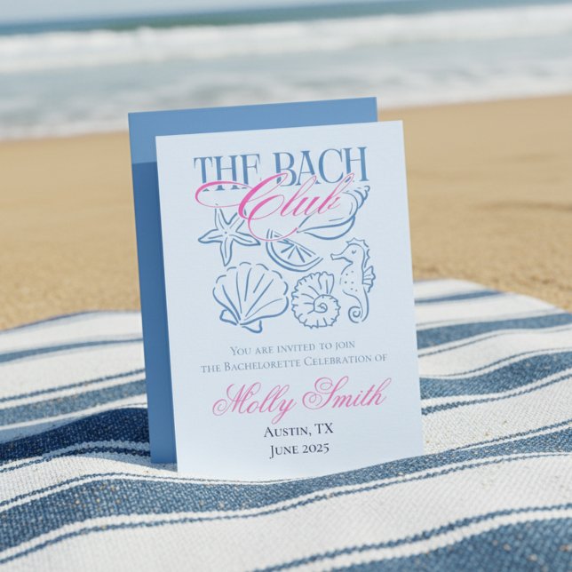 Invitación Moderna Bachelorette Coastal Weekend Itinerario (Plan your beachside bash in style with this Coastal “Bach Club” Bachelorette Itinerary! )