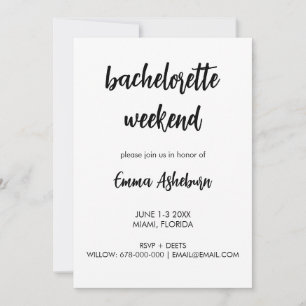 Invitación Moderna Bachelorette Weekend Itinerario