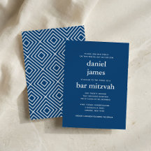 Invitación moderna Bar Mitzvah II azul marino