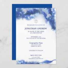 Invitación Moderna barra de mármol azul océano ombre Mitzvah