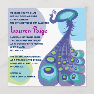 Invitación Moderna barra de pavo real invitada a Mitzvah