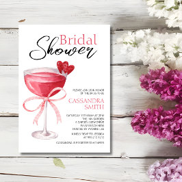 Invitación Moderna Bebida De Cóctel Bow Rosa Ducha Bridal