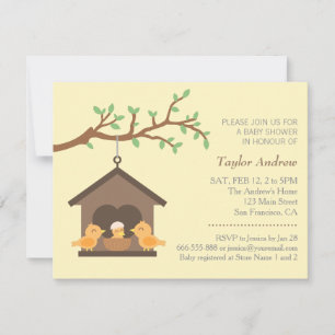 Invitación Moderna Birdhouse Nest Bird Spring Baby Shower