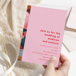 Invitación moderna boda abstracta colorida simple minimalista