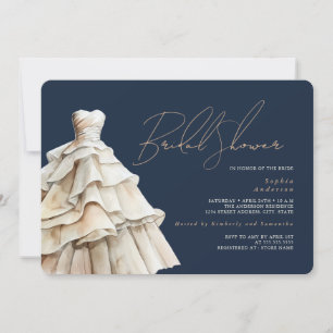 Invitación Moderna Boda beige de la marina vestido con ducha