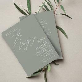 Invitación Moderna Boda Blanca de Sabio Verde RSVP Código QR