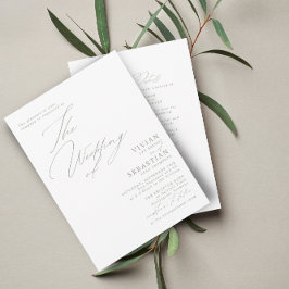 Invitación Moderna Boda Blanca de Sabio Verde RSVP Código QR