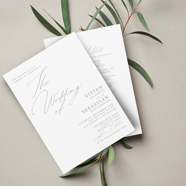 Invitación Moderna Boda Blanca de Sabio Verde RSVP Código QR (Subido por el creador)