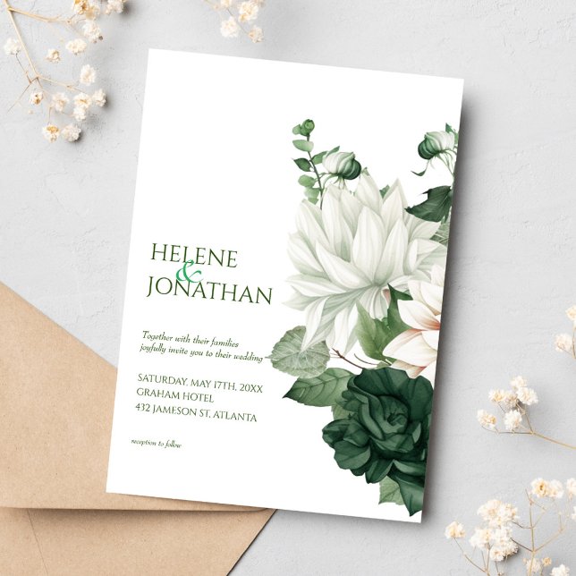 Invitación Moderna Boda Boho elegante de floral verde esmeral (Subido por el creador)