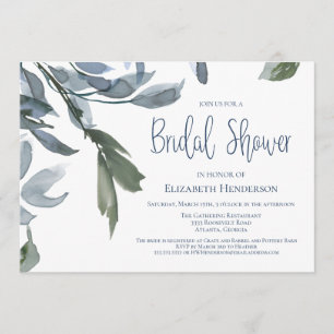 Invitación Moderna Boda Bridal Shower Blue Floral