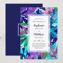 Moderna Boda de acuarela audaz marina morada Aqua