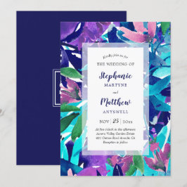 Invitación Moderna Boda de acuarela audaz marina morada Aqua