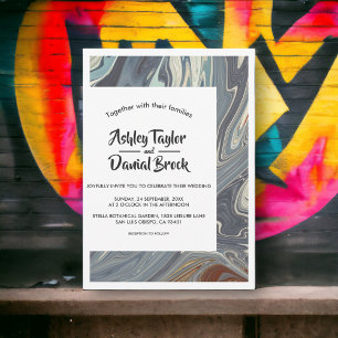Invitación Moderna Boda de Arte Gris Elegante Abstracto Moder