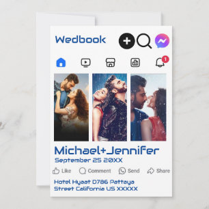 Invitación Moderna Boda de código QR de foto temática en medi