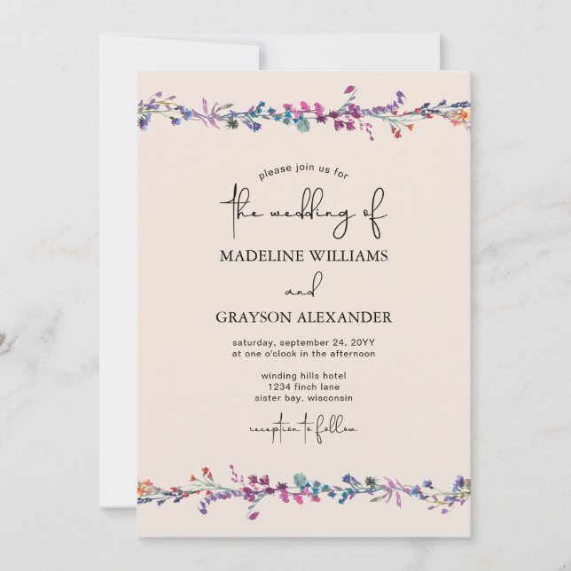Invitación Moderna Boda de escritura con letras de mano de fl (Anverso)