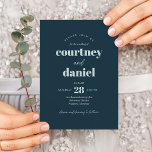 Invitación Moderna Boda de mezcla de moda azul de la Marina<br><div class="desc">La moderna Invitación de la Marina Azul de moda para la mezcla de parejas de moda presenta modernos emparejamientos de colores audaces y modernos.</div>