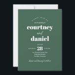 Invitación Moderna Boda de mezcla de moda verde<br><div class="desc">El moderno Green Trendy Mix Match Wedding Invitation presenta modernos emparejamientos de tipo moderno con colores llamativos y modernos.</div>