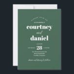 Invitación Moderna Boda de mezcla de moda verde<br><div class="desc">El moderno Green Trendy Mix Match Wedding Invitation presenta modernos emparejamientos de tipo moderno con colores llamativos y modernos.</div>