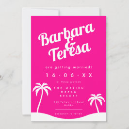 Invitación Moderna Boda de Playa de Barbiecore Rosada Moderna