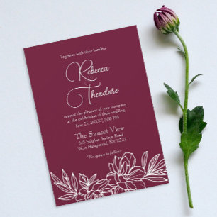 Invitación Moderna Boda de Primavera Elegante en Borgoña