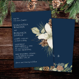 Invitación Moderna Boda Elegante Azul de la Marina De Pino De