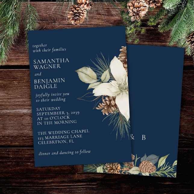 Invitación Moderna Boda Elegante Azul de la Marina De Pino De (Subido por el creador)