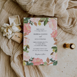 Invitación Moderna Boda Elegante de Floral Rosa de Rubor